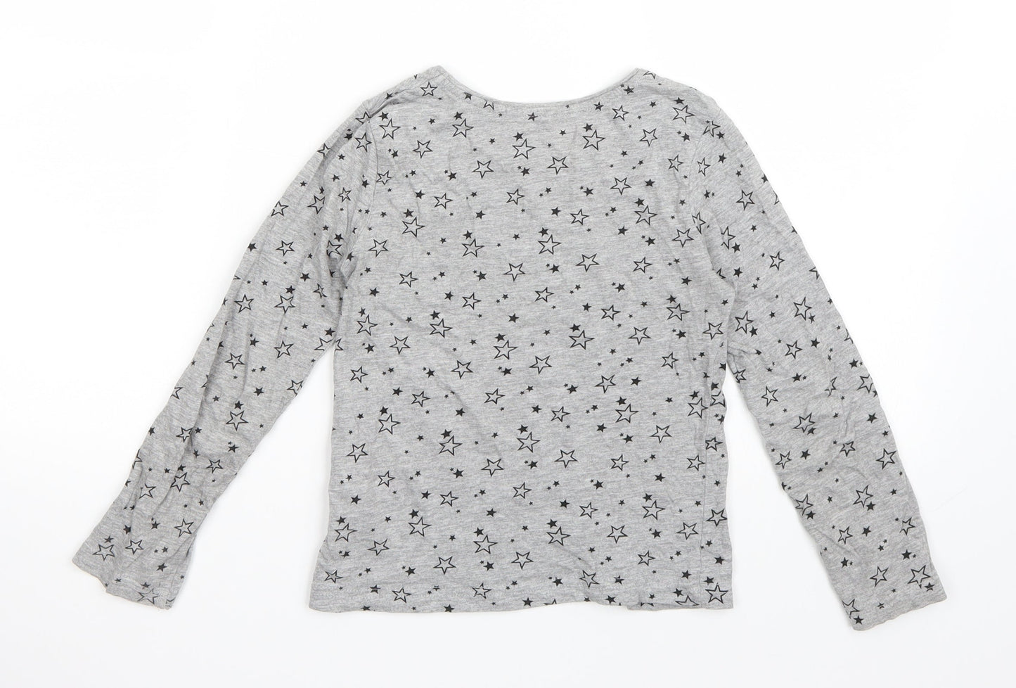 Primark Girls Grey   Basic T-Shirt Size 8-9 Years  - Star pattern