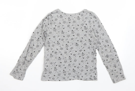 Primark Girls Grey   Basic T-Shirt Size 8-9 Years  - Star pattern