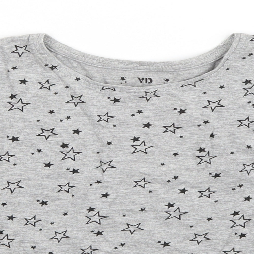 Primark Girls Grey   Basic T-Shirt Size 8-9 Years  - Star pattern