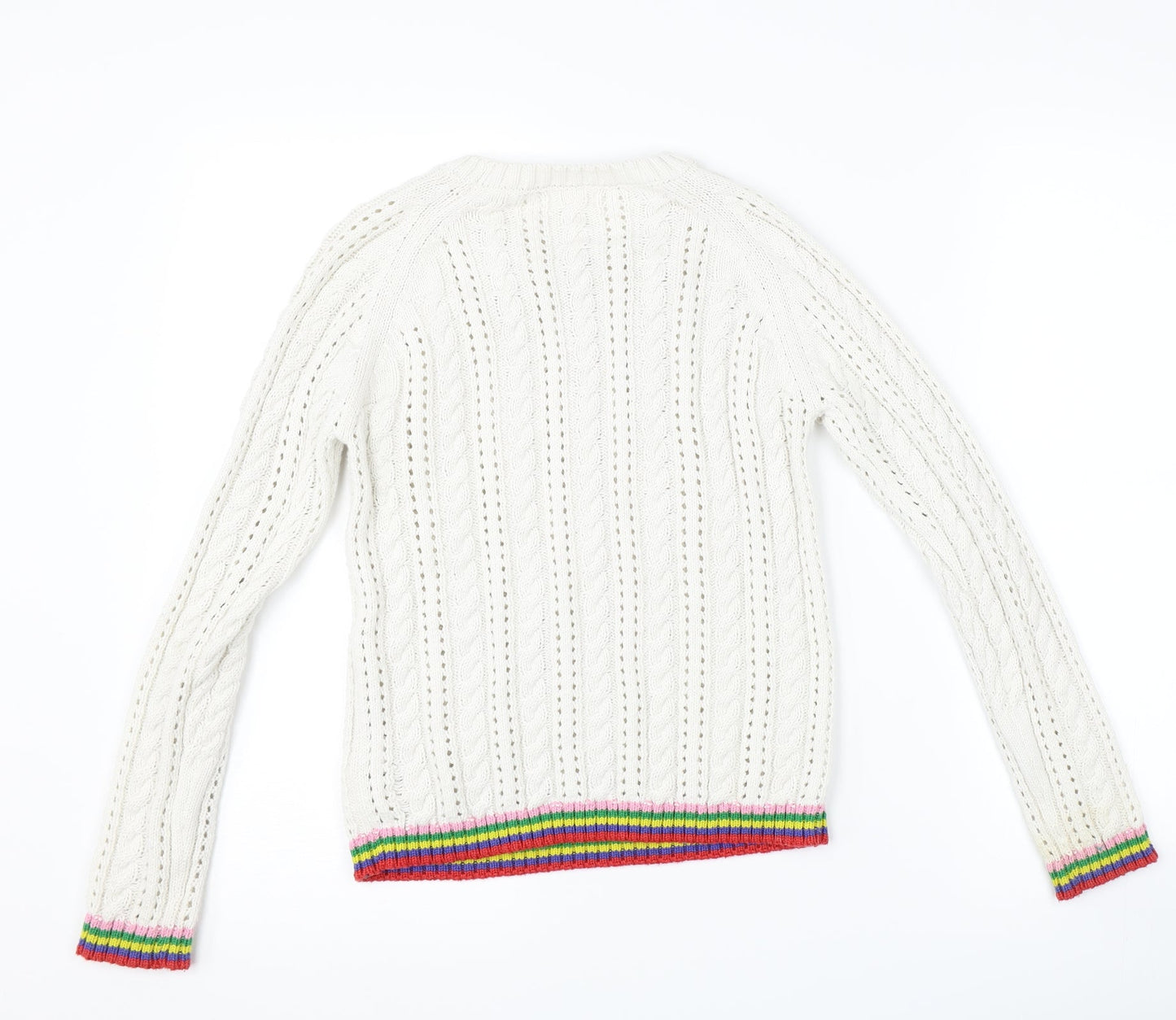 NEXT Girls White Striped  Pullover Jumper Size 10 Years