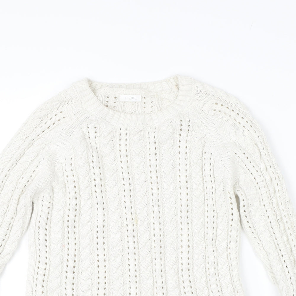 NEXT Girls White Striped  Pullover Jumper Size 10 Years