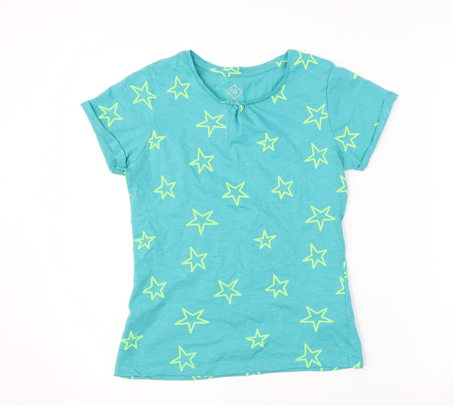 TEX Boys Green   Basic T-Shirt Size 9-10 Years  - Star Print