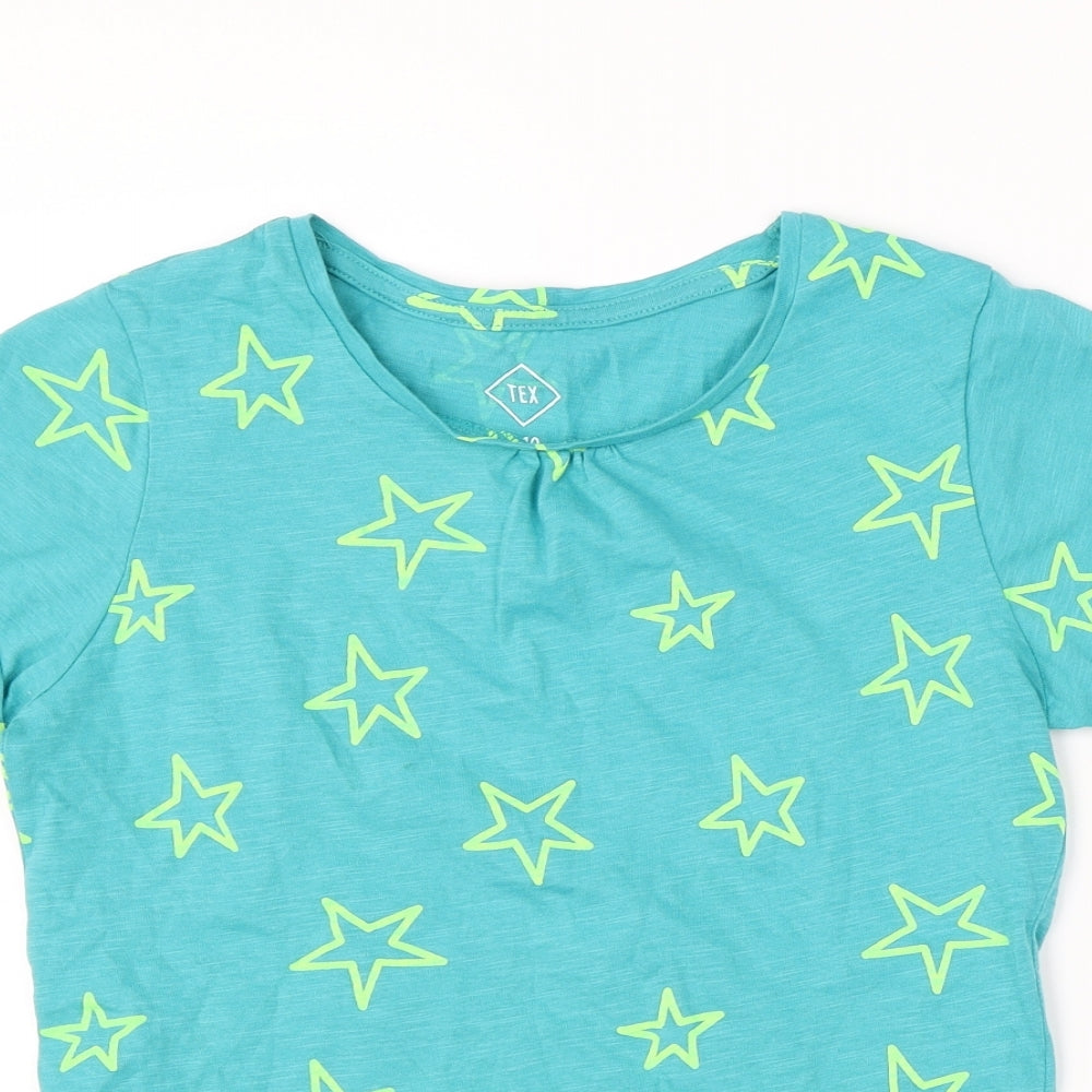 TEX Boys Green   Basic T-Shirt Size 9-10 Years  - Star Print