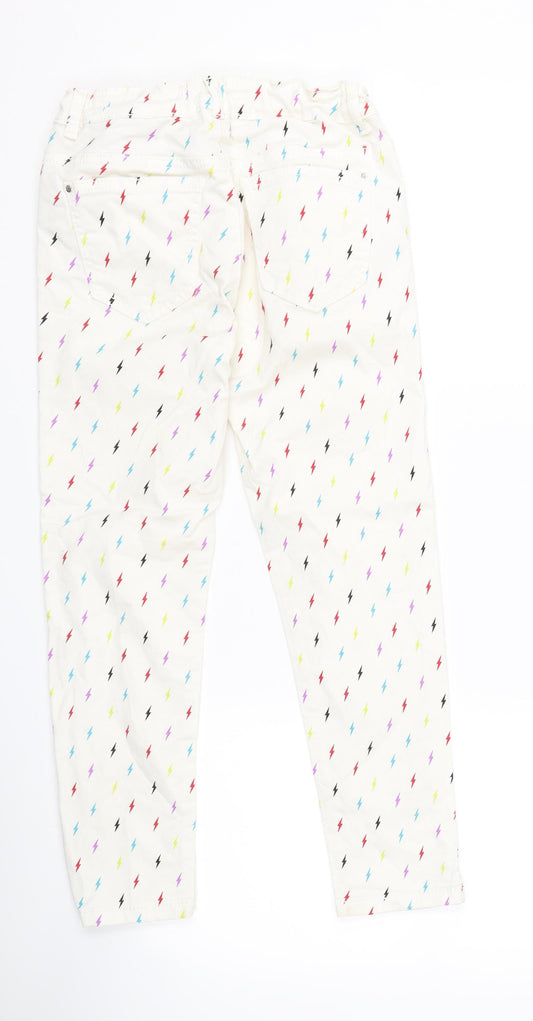 Maxx Girls White  Denim Skinny Jeans Size 9-10 Years - Lightening bolts
