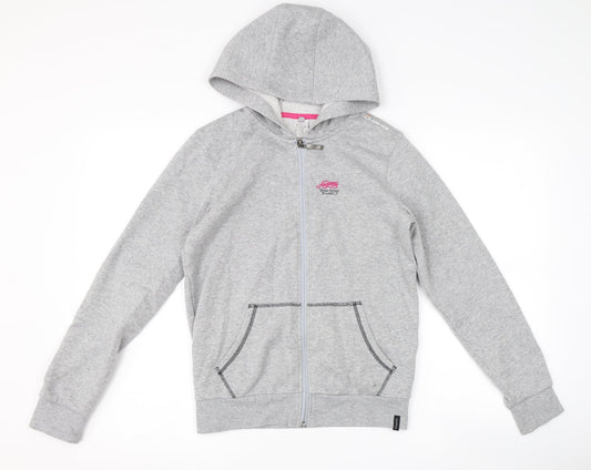 DECATHLON Girls Grey   Full Zip Hoodie Size 12-13 Years