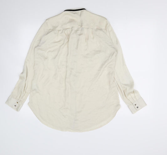 H&M Womens Beige   Basic Button-Up Size 8