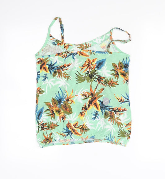 Intuition Womens Green Floral  Basic T-Shirt Size 8