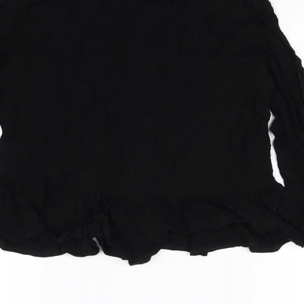 H&M Womens Black   Basic Button-Up Size 8