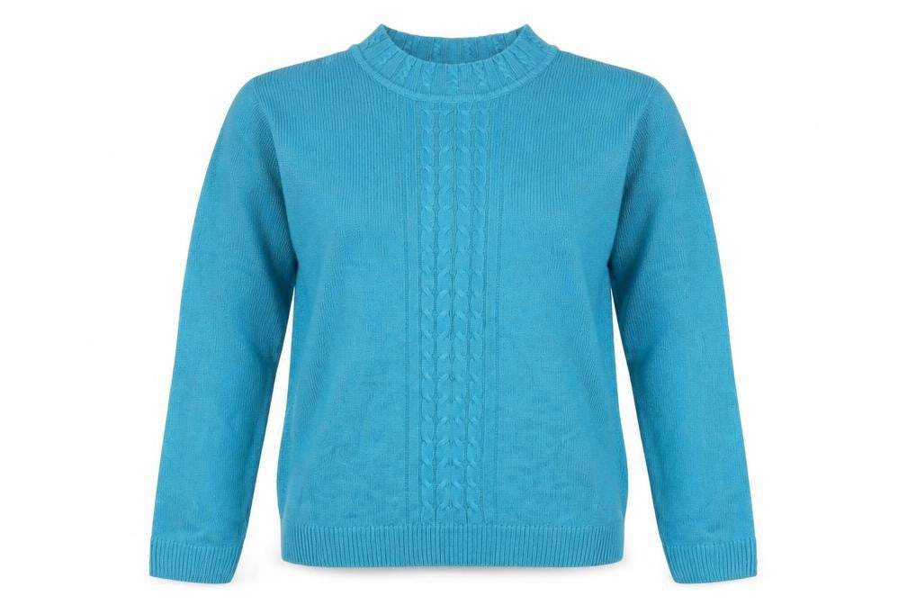 Front view of Isle women’s green jumper, size M
