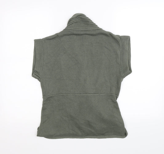 Moda Womens Green  Knit Wrap Jumper Size M  - waterfall front