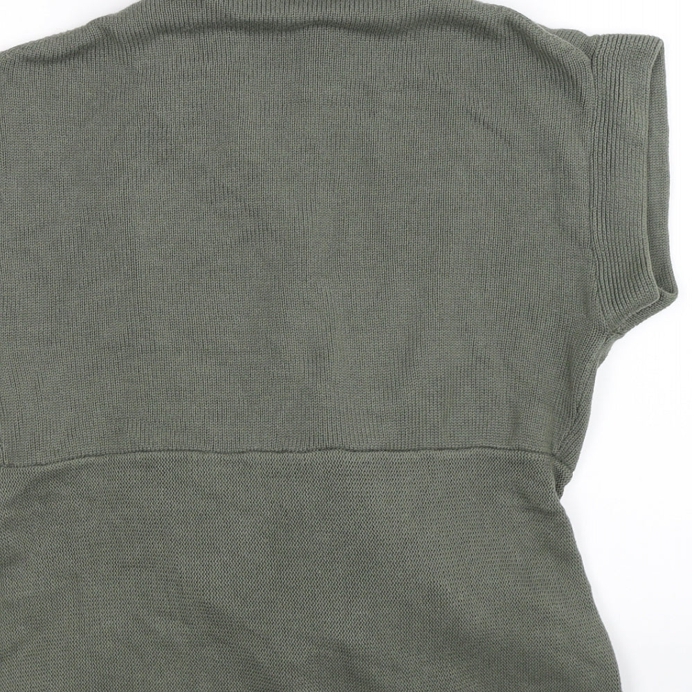 Moda Womens Green  Knit Wrap Jumper Size M  - waterfall front