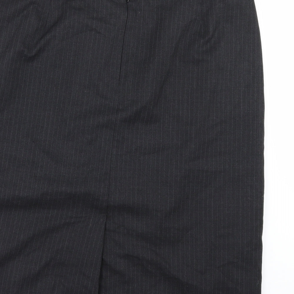 Preworn Womens Grey Striped  A-Line Skirt Size 16