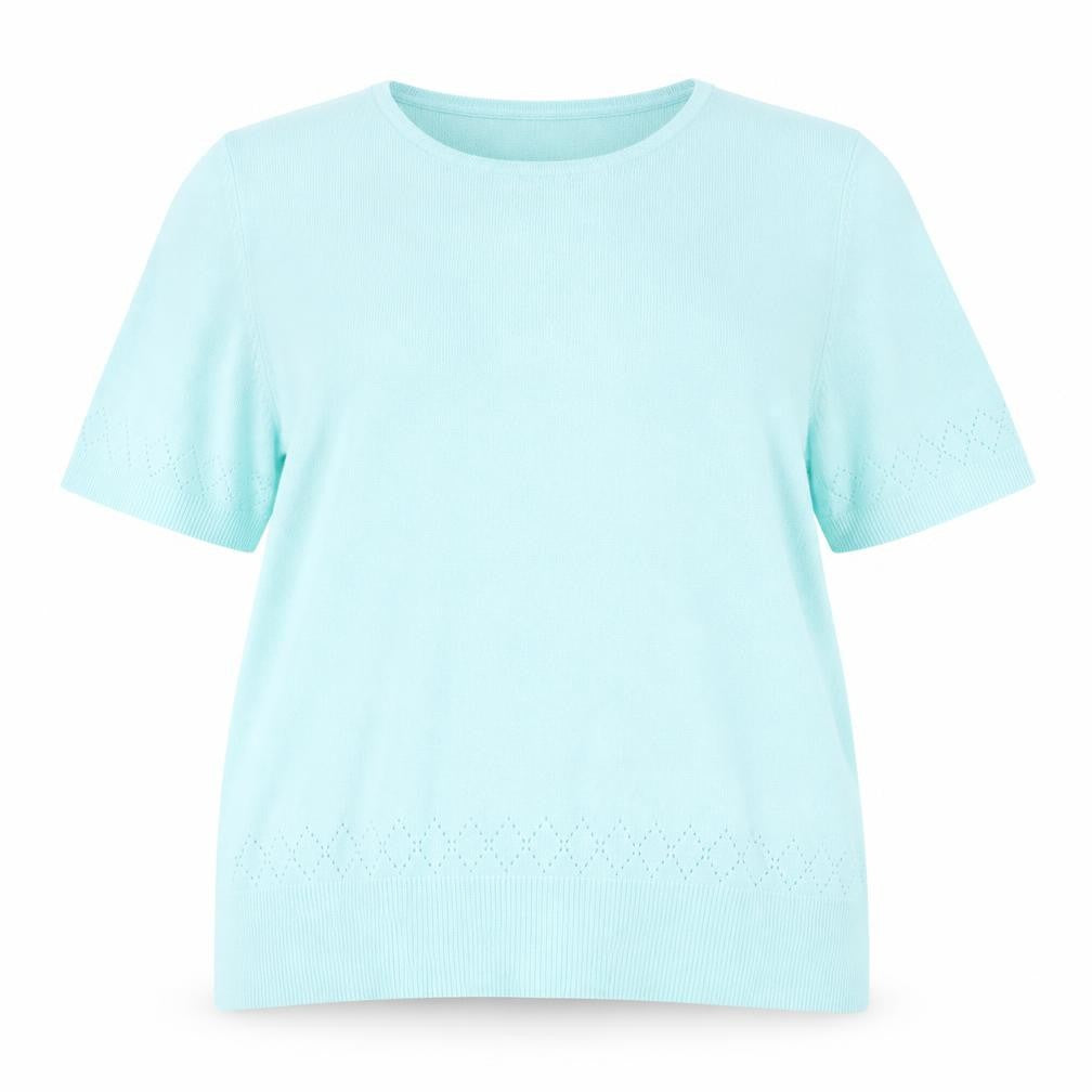 Front view of Debenhams women’s green jumper, size UK 18