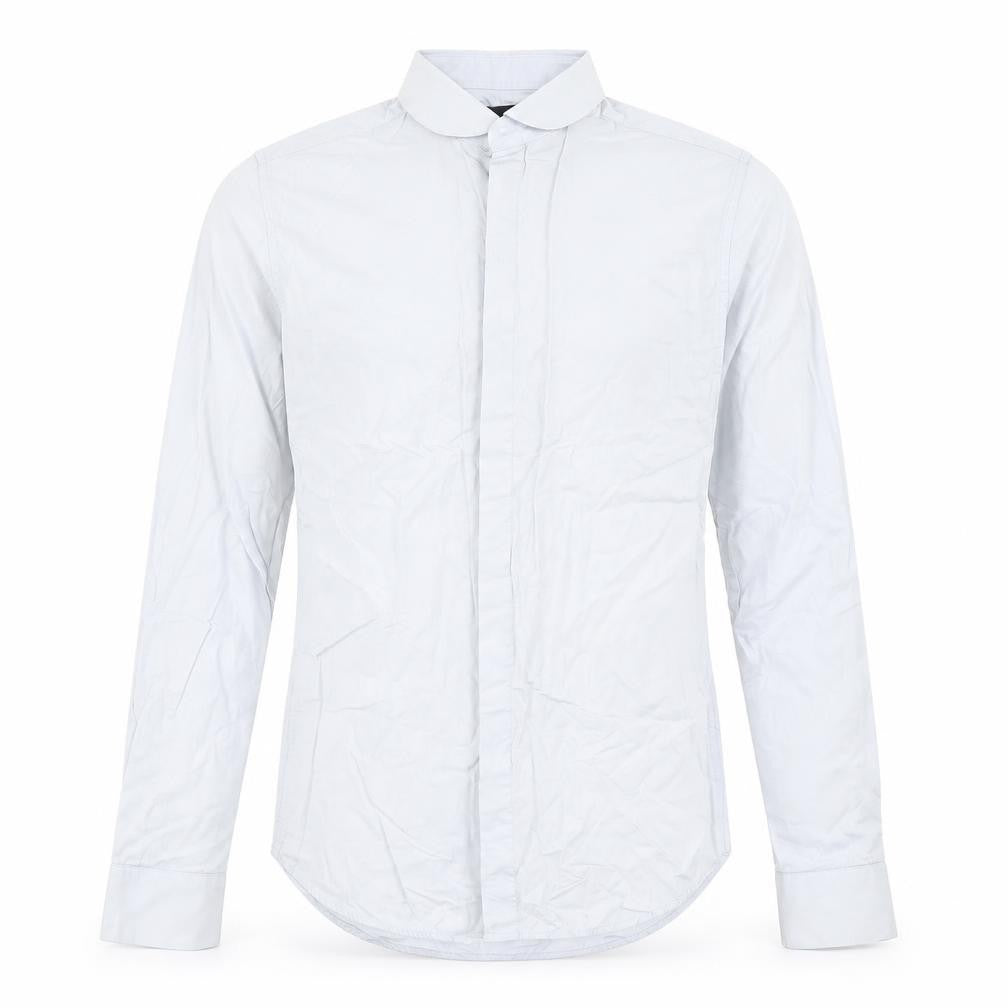Front view of ASOS men’s blue dress shirt, size S