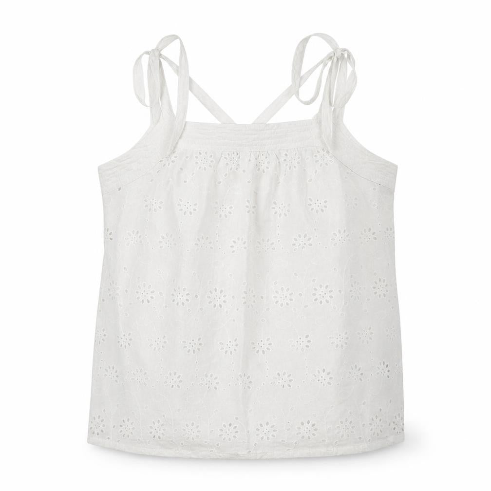 Front view of Dorothy Perkins women’s white floral basic tank, size UK 10