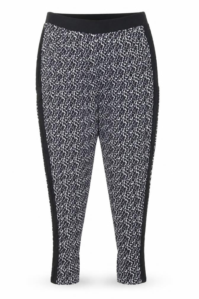Front view of Next women’s black animal print chemise lounge pants, size UK 10