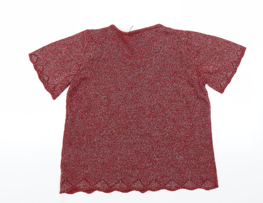 BM Womens Red   Pullover Jumper Size S  - glittery
