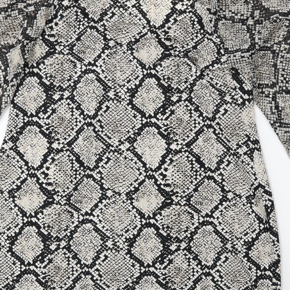 New Look Womens Grey Animal Print  Sheath  Size 12
