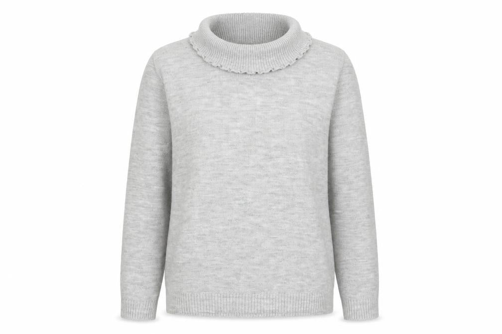 Front view of Beaumonde women’s grey knit jumper, size L