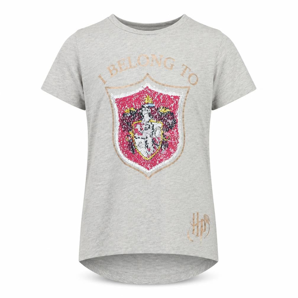 Front view of Primark girls’ grey animal print basic t-shirt, size 10-11, years