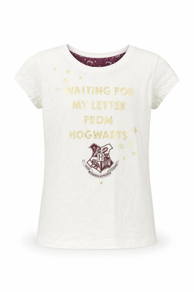 Front view of Primark girls’ white animal print basic t-shirt, size S