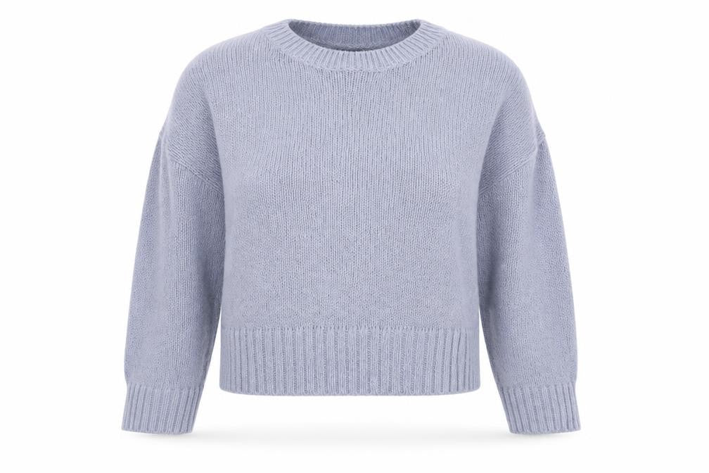 Front view of New look women’s blue henley jumper, size L