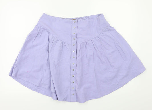 Three People  Womens Purple Houndstooth  Flare Skirt Size L