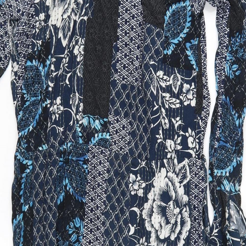 Warehouse Womens Blue Geometric  Fit & Flare  Size 10