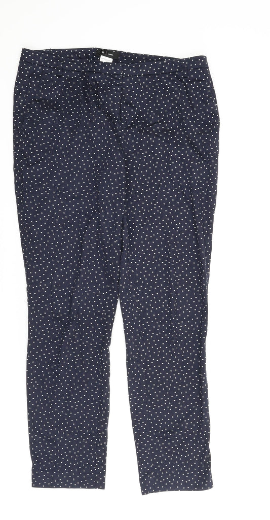 R Edition Womens Blue Polka Dot  Chino Trousers Size 10 L27 in