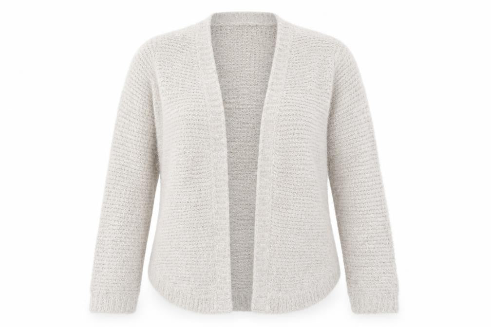 Front view of Bonmarché women’s grey cardigan jumper, size M