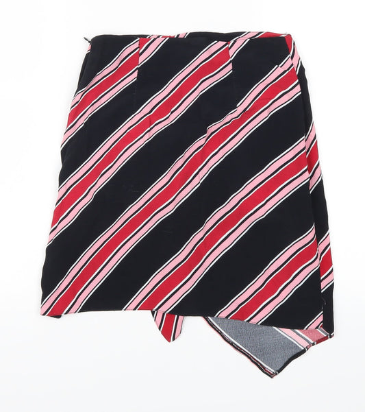 New Look Womens Red Striped  Straight & Pencil Skirt Size 6  - Pink
