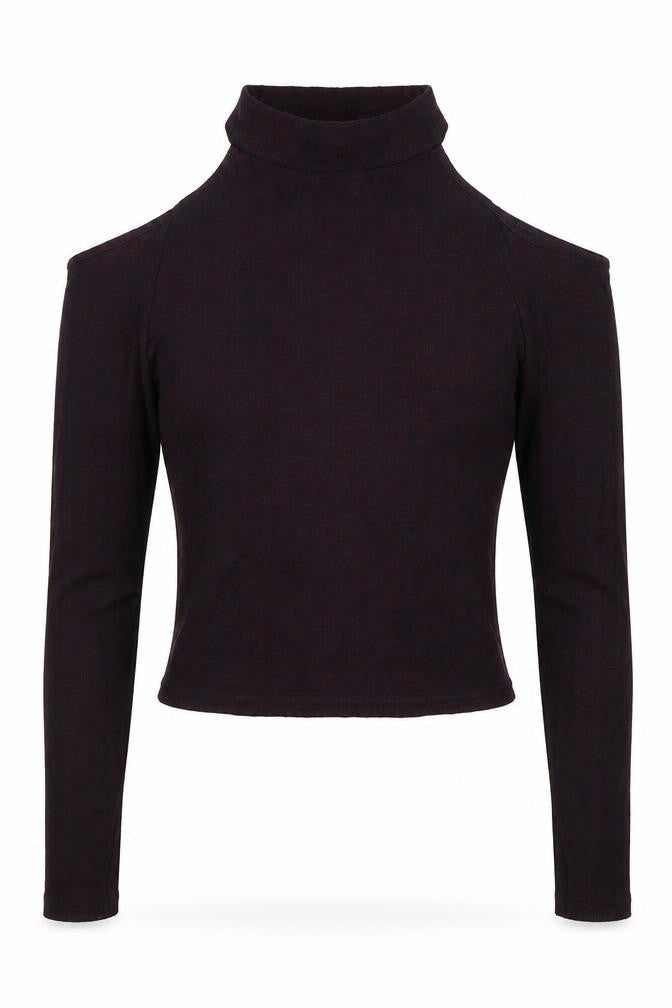 Front view of New Look women’s purple cropped t-shirt, size UK 8