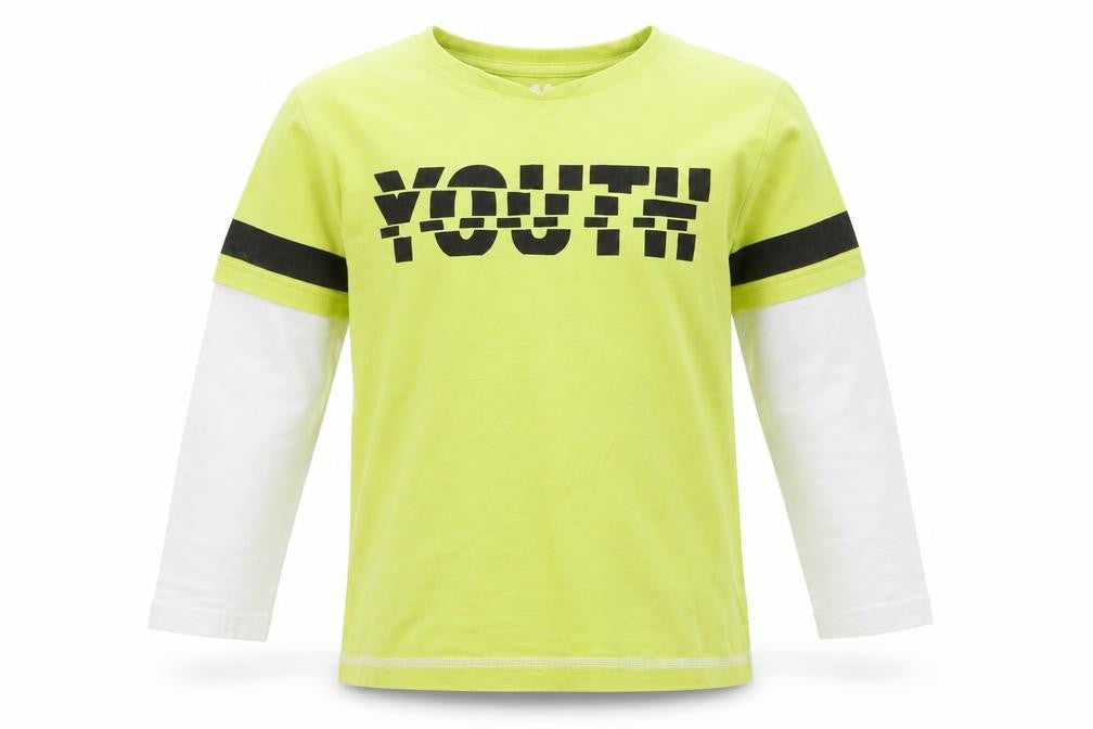 Front view of Very boys’ yellow solid pyjama top, size 7, years - youth