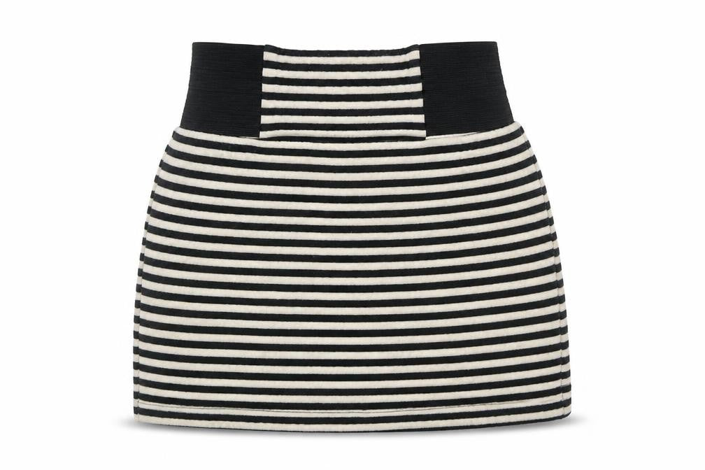 Front view of Marks & Spencer Collection women’s grey flare skirt, size UK 6