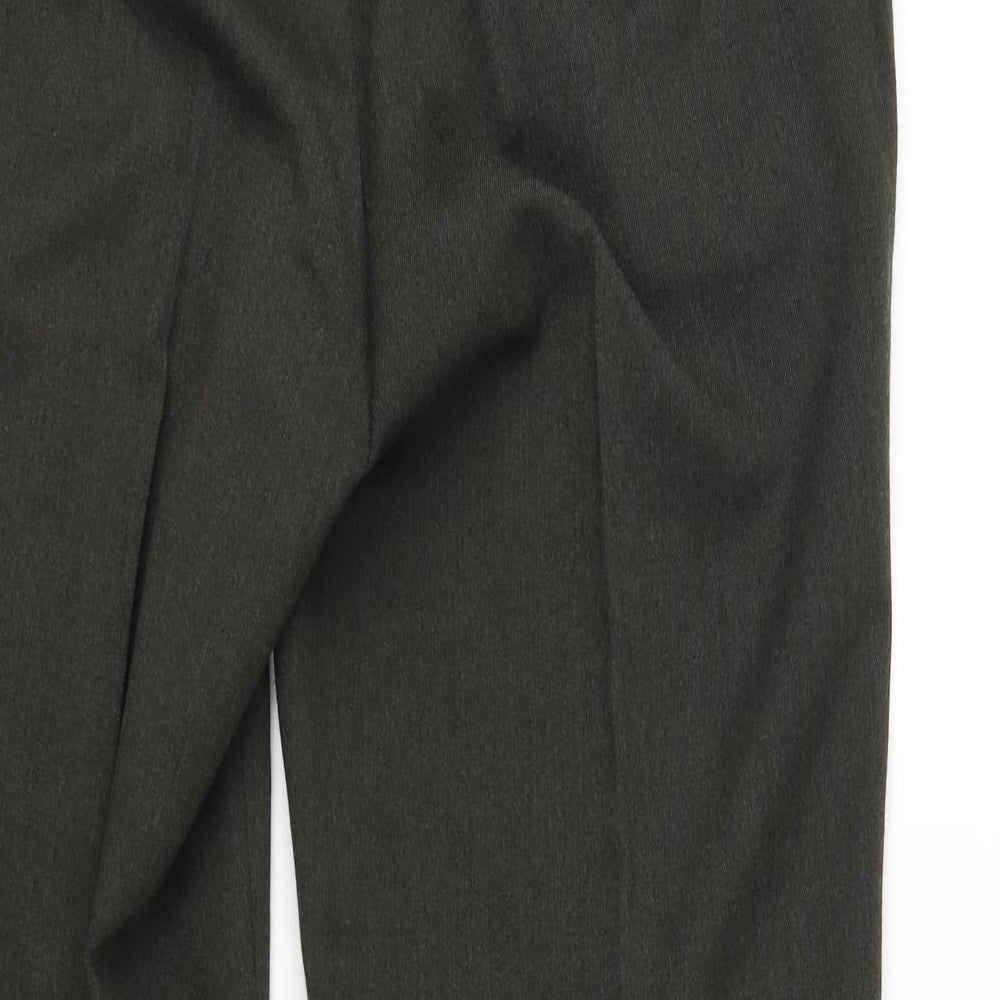 Brand and care label for Meyer women’s green trousers, size UK 38, in, 29-inch leg