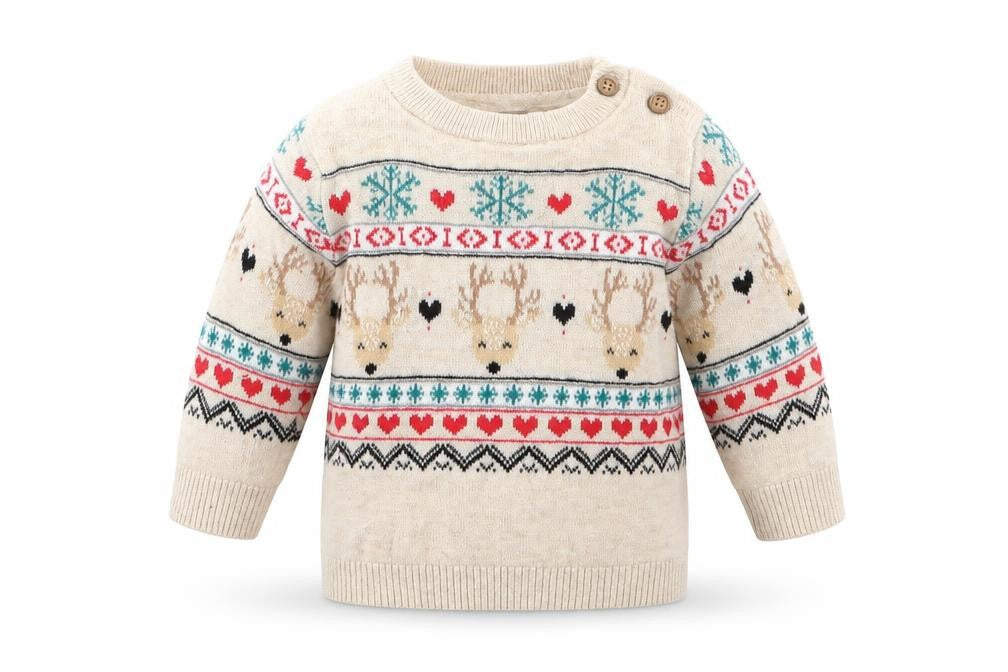 Front view of Very girls’ brown knit jumper, size 0-3, months - winter