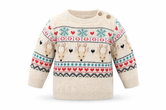 Front view of Very girls’ brown knit jumper, size 0-3, months - winter