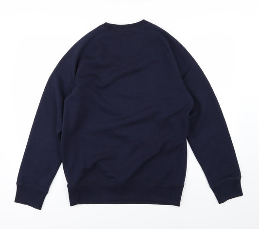 Easy Womens Blue Argyle/Diamond Jersey Pullover Sweatshirt Size M