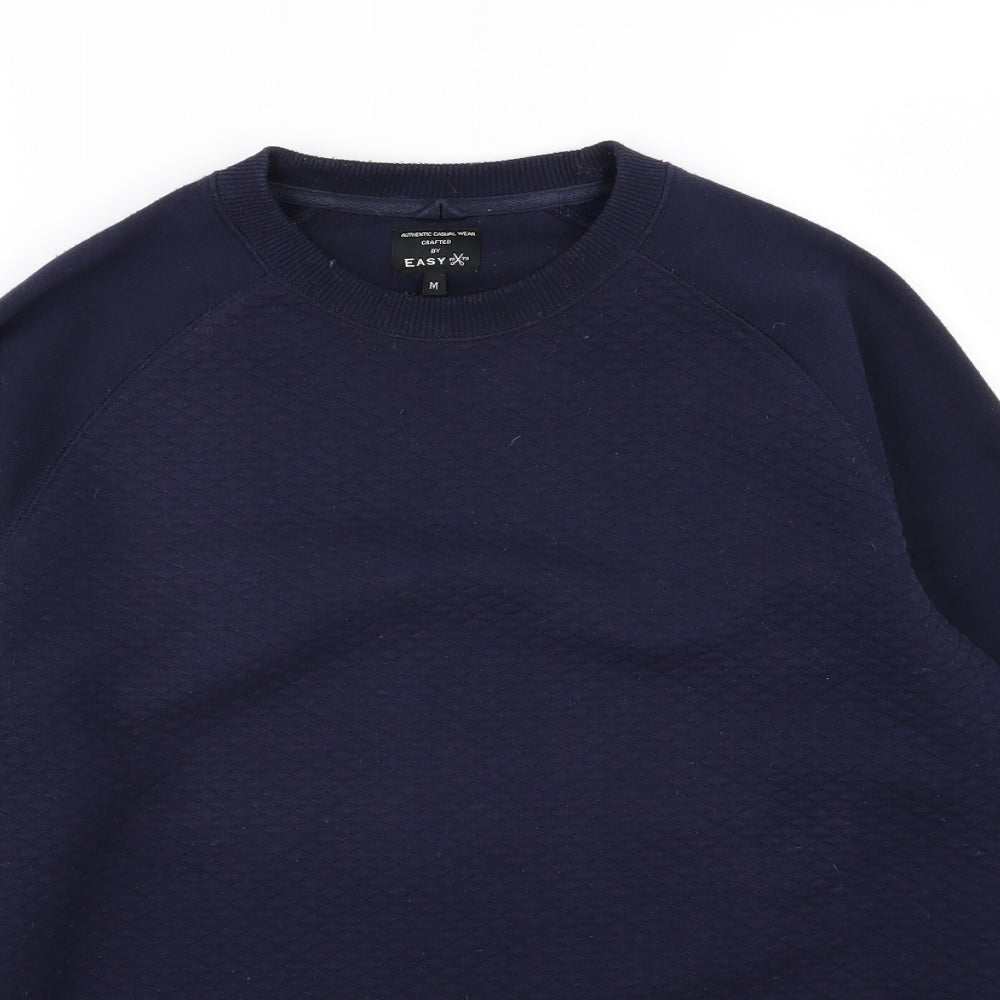 Easy Womens Blue Argyle/Diamond Jersey Pullover Sweatshirt Size M