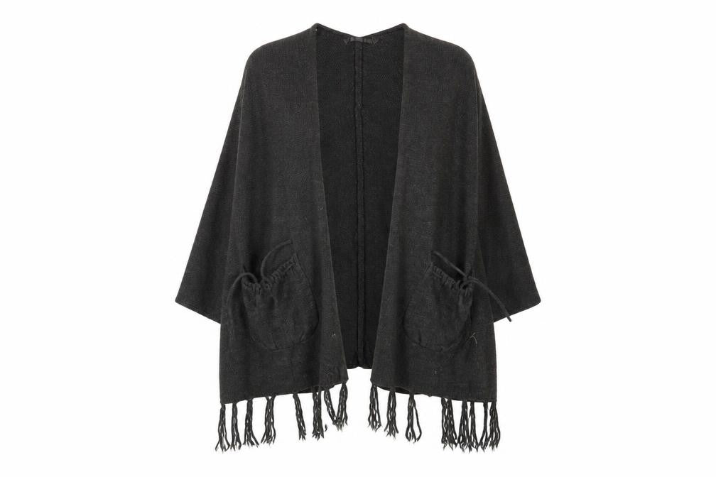 Front view of CMD women’s grey knit shawl/wrap