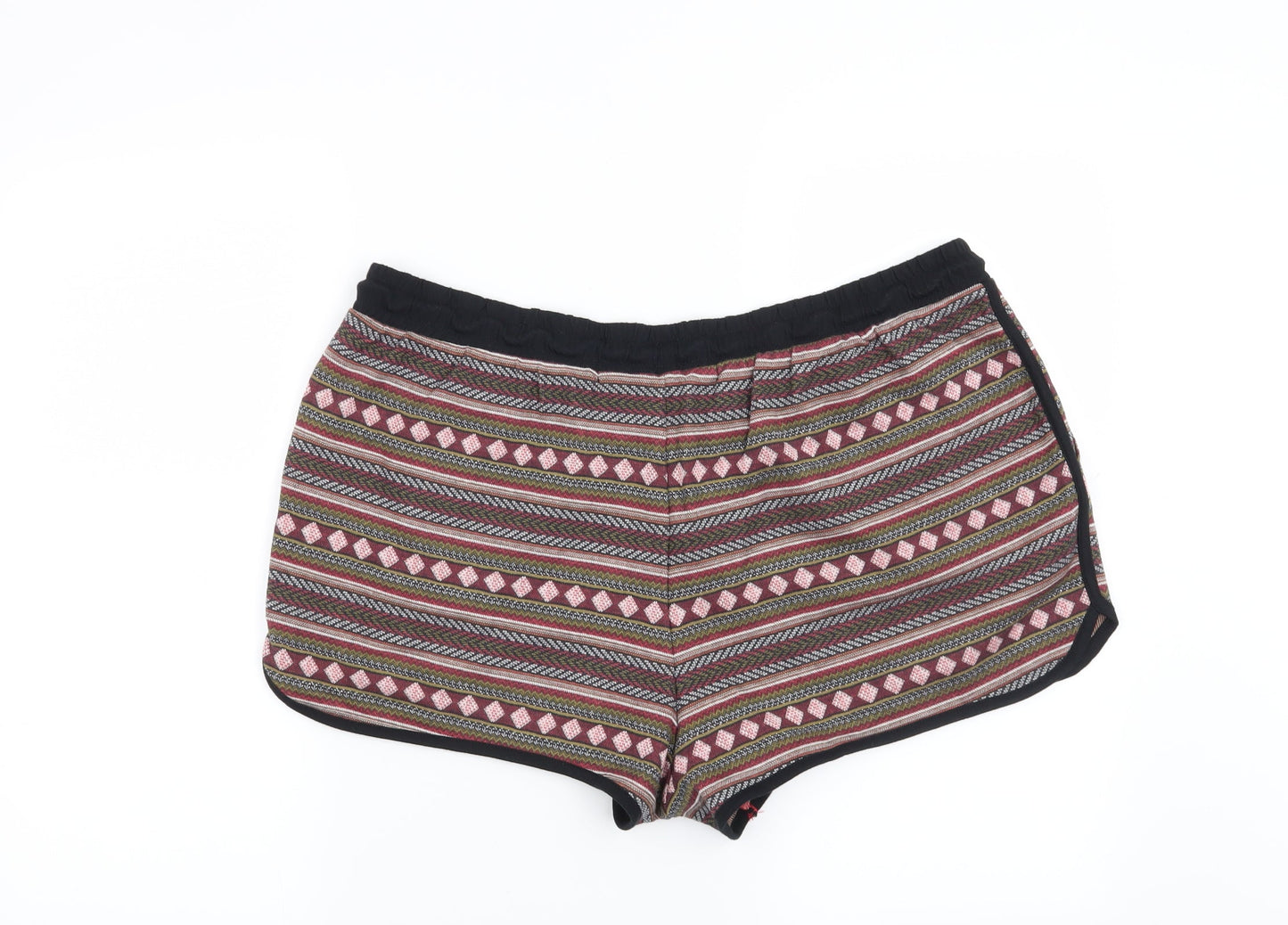 Preworn Womens Red Geometric  Sweat Shorts Size 36 in