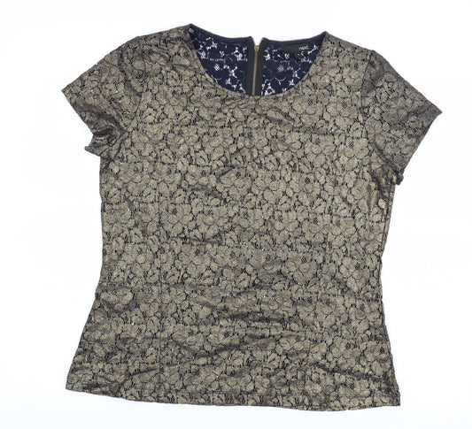 NEXT Womens Gold Floral  Basic Blouse Size 10