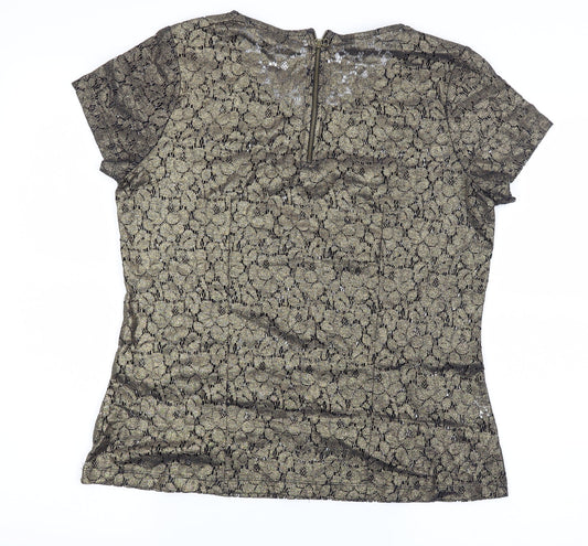 NEXT Womens Gold Floral  Basic Blouse Size 10