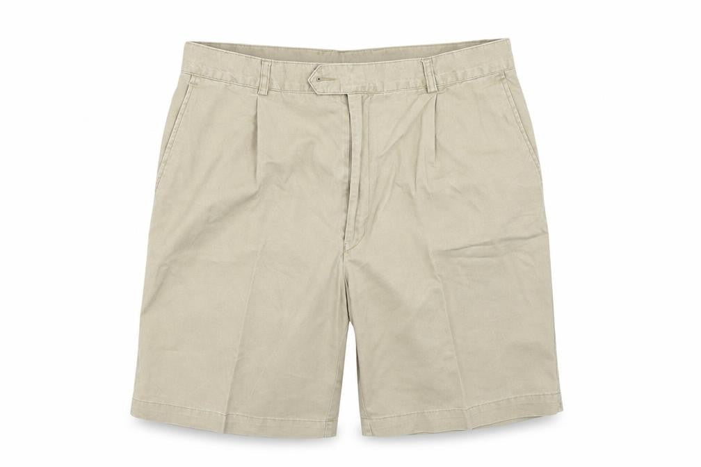 Front view of Mode women’s beige bermuda shorts, size UK 36