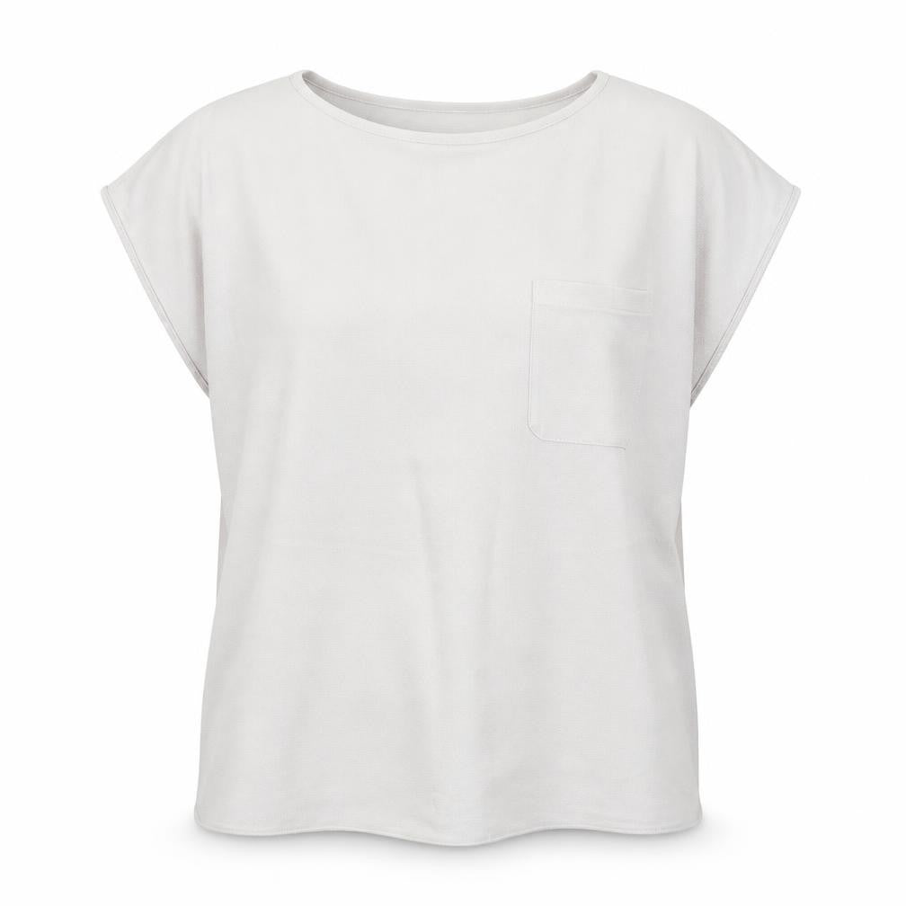 Front view of Dorothy Perkins women’s grey basic t-shirt, size UK 10
