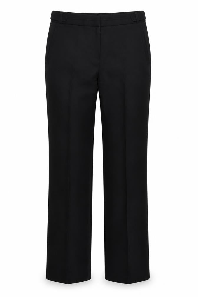 Front view of Peacocks women’s black trousers, size UK 10, 31-inch leg