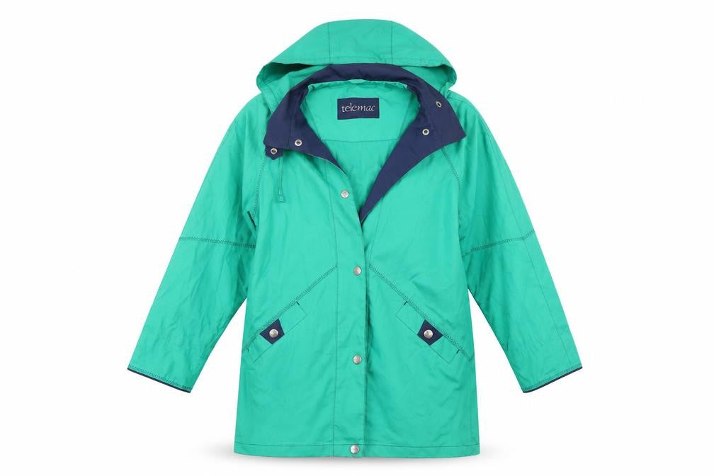 Front view of Telemac women’s green jacket coat, size S
