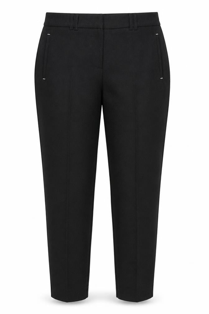 Front view of Dorothy Perkins women’s black trousers, size UK 10, 26-inch leg