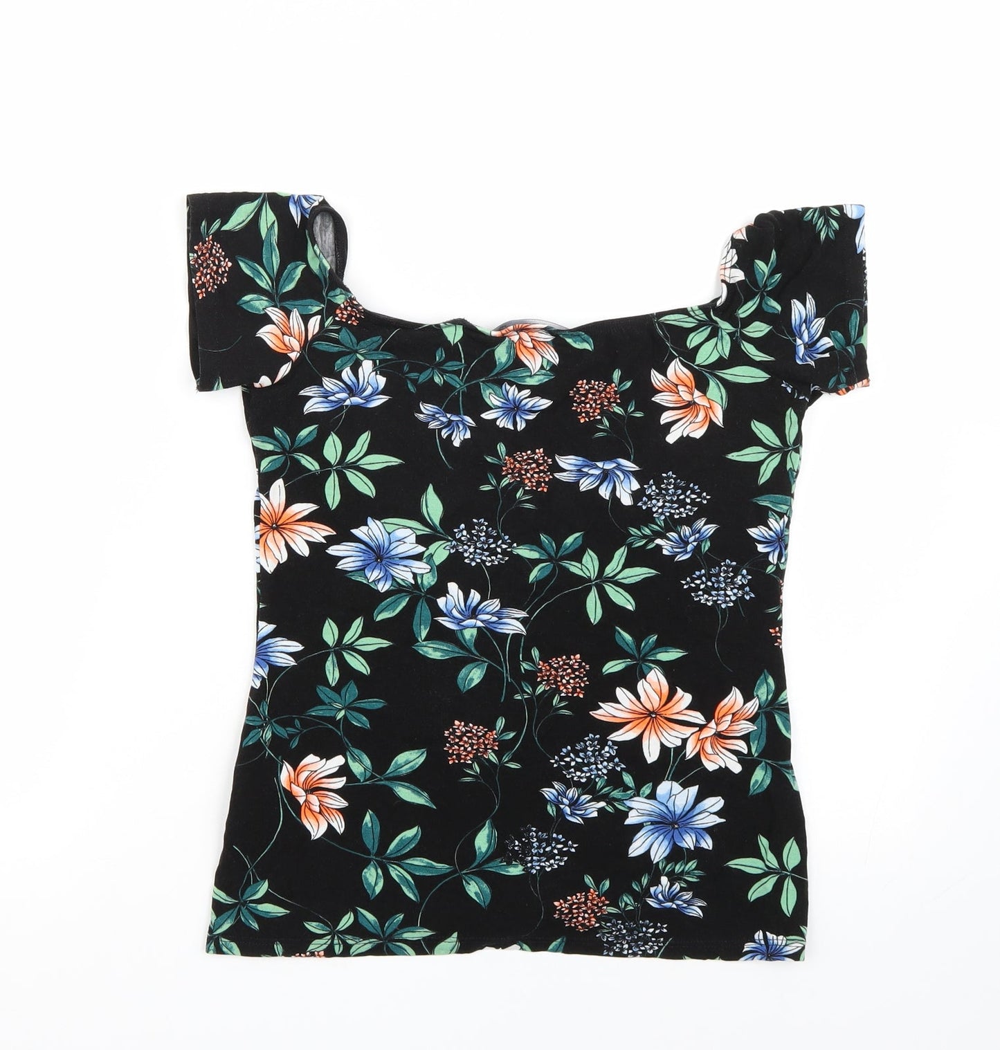 Dorothy Perkins Womens Black Floral  Basic T-Shirt Size 12
