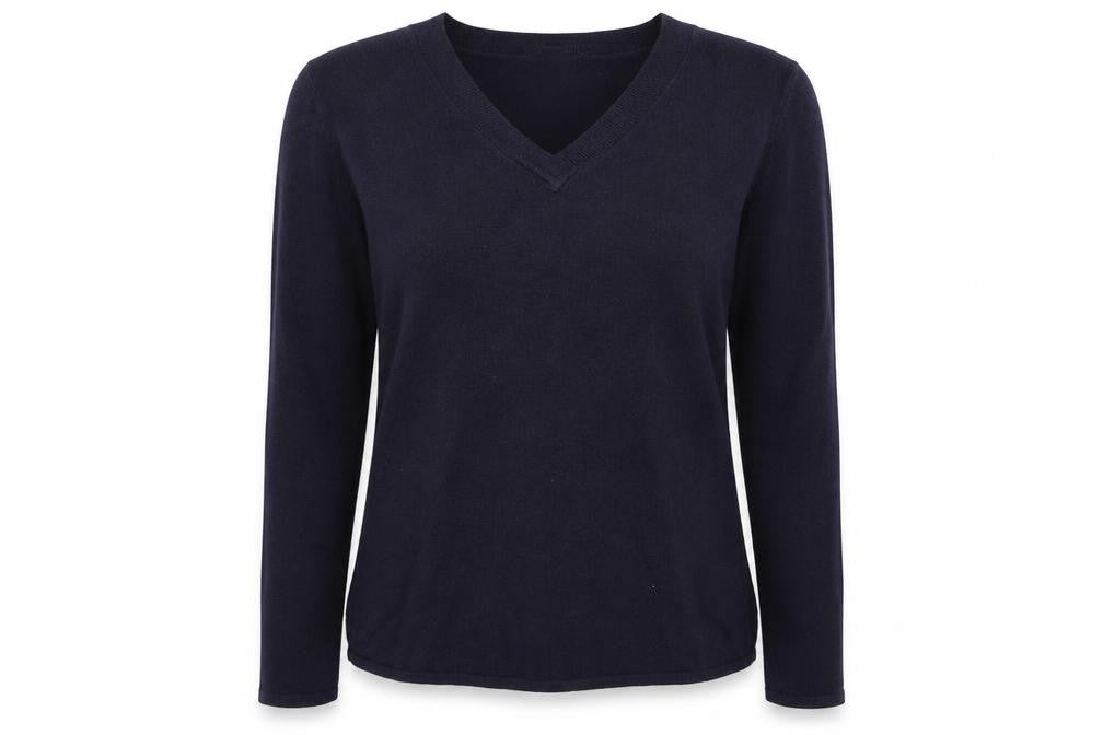 Front view of Bonmarché women’s blue jumper, size UK 16